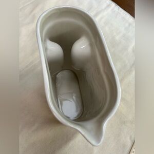Unique oblong shaped White Ceramic Gravy Boat/Water pitcher. Vintage.